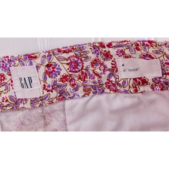 Gap Womens Floral Print Chino Shorts Size 6 Pink Purple 4" inseam - Picture 2 of 6